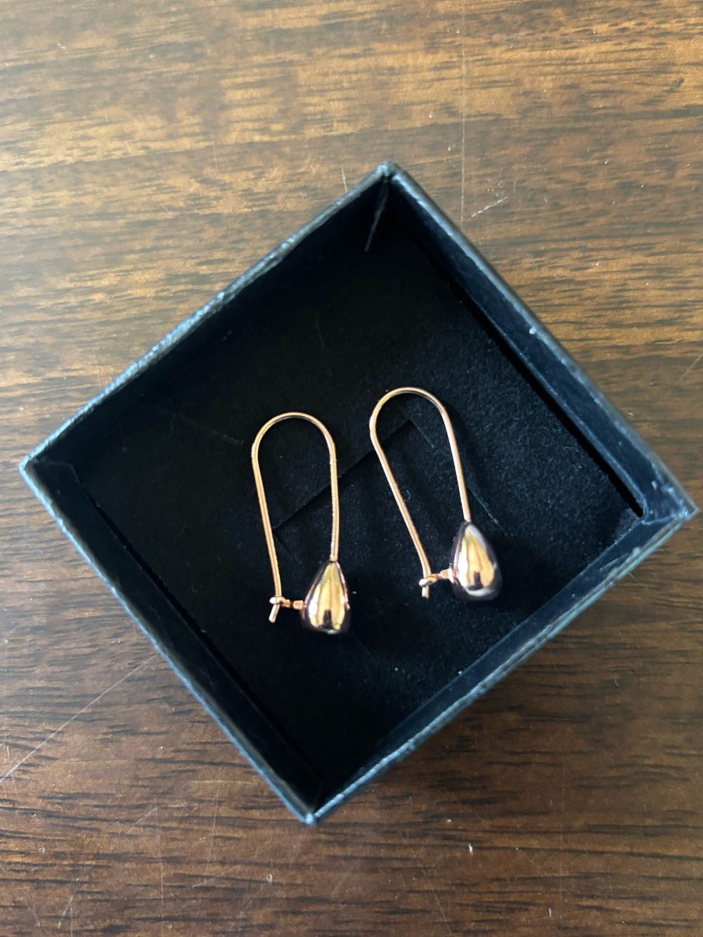 Rose Gold Teardrop Hook Earrings